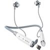 XUEYEDI Cuffie Bluetooth 100 Ore Di Lavoro, Auricolare Bluetooth Per Camionista, Auricolari Magnetici Wireless Con Archetto Da Collo, Auricolari Con Cancellazione Del Rumore V5.0 Con Microfono,Bianco,Sere