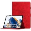 Oduio Custodia per Samsung Galaxy Tab A8 2021/2022 10,5 Pollici (SM-X200/SM-X205) Cover in Pelle PU Case Coperchio Multi-Angli Supporto Pieghevole Cover Protettiva con Chiusura Magnetica -Rosso