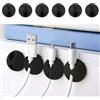 Generic 6 organizer per cavi, organizer per cavi, in silicone, compatto, per organizzare scrivania, comodino, caricabatterie per telefono da auto, (nero)