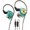Yeabomy Ak3file, auricolari in-ear cablati per gaming, bassi profondi, cuffie in-ear HiFi con driver dinamico 1DD da 10 mm, cavo rimovibile IEM per musica, videogiochi, videochiamate (verde)