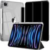 EspZanthic Custodia per iPad Pro 12,9 Pollici (2022/2021/2020/2018) con Portapenne, Chiaro Trasparente Retro Conchiglia Sottile Antiurto Tablet Cover, Auto Sveglia/Sonno, Nero