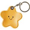 Dingfeiyu Pelle Cover Compreso Portachiavi per Apple Airtag, GPS Localizzatore Custodia per Bambini, Anziani, Animali Domestici, Zaino, Bicicletta, Valigia (stella gialla)
