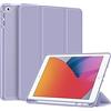 FINTIE Cover per iPad 9a/8a/7a Generazione 10,2 Pollici (2021/2020/2019) | con Portapenne - Sottile Leggero Custodia Posteriore in Morbido TPU con Auto Sveglia/Sonno, Lilla Viola