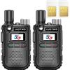 LUOTWO N5230 2 Pack Global Walkie Talkie a lungo raggio con schede SIM 4G POC Portata illimitata Walkie Talkie portatile ricaricabile LTE Radio bidirezionale Walkie Talkie per adulti