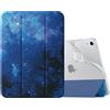 MoKo Cover per iPad (A16) 11a Gen./10a Gen. 2025/2022, Cielo Stellato Blu | per iPad Cover in TPU e Pelle PU Semi-Trasparente Sostegno Supporto Sottile con Morbido TPU Cover con Auto Svegliati/Sonno