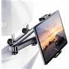URMONA Supporto Tablet Auto Poggiatesta, Porta Smartphone 4,7-12,9 Pollici | Braccio estensibile, aggancio stabile, sedile posteriore, viaggio bambini, iPad iPhone, Kindle Switch, mani libere (Nero)