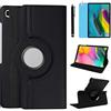 R.SHENGTE Custodia per Samsung Galaxy Tab S5e 10,5 2019 (SM-T720 T725 T727) - Custodia protettiva con supporto girevole a 360 gradi, pennino capacitivo incluso, pellicola protettiva (Black)