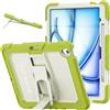TECHGEAR ArmourSHIELD - Custodia per Apple iPad Air 13 M3/M2 (2025/2024), robusta custodia antiurto a corpo intero con supporto pieghevole e pellicola protettiva, per bambini, scuola, lavoro, verde