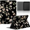 Stradvnaly Tablet Cover per Samsung Galaxy Tab A7 Lite 8,7 2021 SM-T225/T220,Cartoon Modello Aesthetics Custodia Stand Multi-Angoli Antiurto PU Flip Cover Bumper Silicone Case,Fiore Nero