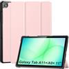 CoBak Cover per Samsung Galaxy Tab A11+ Plus 11 Pollici 2025/A9+ Plus 2023, Custodia in Pelle PU con Retro Trasparente, Smart Cover con Chiusura Magnetica e Multi-Angolo di Visione, Rosa