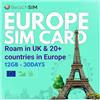 BeachSIM Carta SIM Europa 30 giorni. 12GB di Dati a Velocità 4G/5G. Può Essere Utilizzata Nel UK, in Svizzera e in 27 Paesi Dell'UE. Attivazione Rapida. Funziona su Dispositivi iOS e Android