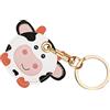 AXFEE Airtags Portachiavi in PU Pelle, Porta Air Tag per GSP Apple | Airtag Cover per Chiavi Zaini e Animale, Portatile, Anti-graffio, Mantiene un Segnale Forte- Mucca