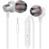 MAS CARNEY WI7 Cuffie con Filo e Microfono, Auricolari con Filo Jack da 3.5mm, Cuffiette Telefonino con Controllo del Volume, Auricolare Cellulare con Cavo per Smartphone e PC- Bianche