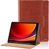 Oduio Custodia per Samsung Galaxy Tab S10 Plus / S10+ 2024 / S9 Plus / S9+ 12,4'' 2023 Pelle PU Flip Tablet Case, Funzione Supporto Pieghevole Cover Protettiva con Tasca, Auto Sveglia/Sonno - Marrone
