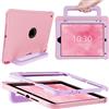 INFILAND Custodia per iPad 10,2 9ª/8ª/7ª Gen (2021/2020/2019), Cover Robusta in Silicone Antiurto con Supporto, Maniglia e Porta Penna (Pink-Purple)