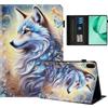 Rostsant Custodia Honor Pad X8a 11 Pollici Cover Libro Stand Funzione Slot per Carte Libro Cover Tablet Protettiva per Honor Pad X8a 11 Pollici Lupo bianco