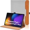Oduio Custodia per Xiaomi Pad 7 / Xiaomi Pad 7 Pro (2025) 11.2 Pollici Pelle Tablet Case, Multi-Angli Supporto Pieghevole Cover Protettiva con Tasca,Auto Sveglia/Sonno - Grigio