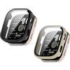 Generic 2 custodie per Amazfit Bip 6 in vetro temperato, rigido PC ultra sottile in vetro di protezione completa per Amazfit Bip 6 Smartwatch (nero/beige)