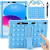 KATUMO Custodia in silicone per iPad A16 11 generazione 2025 11 pollici/iPad 10th generazione 2022 10,9 pollici, custodia protettiva antiurto per bambini con supporto pieghevole, tracolla e pennino