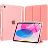 MoKo Cover per iPad (A16) 11a Generazione 11 Pollici, iPad 10a Gen 10,9 | Custodia per iPad 11/10,9 2025/2022 con Portapenna, Cover Sottile Leggera con Retro PC Rigido Traslucido, Conchiglia Rosa
