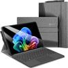 FINTIE Custodia per Microsoft Surface Pro 12 Pollici (2025), [Multi-angli] Portfolio Business Cover Posteriore in TPU con Tasca e Portapenne, Compatibile con Tastiera Type Cover, Grigio/Nero