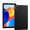 NUCNOK Cover per Redmi Pad SE 4G(8.7 Pollici) + [2 Pezzi] Pellicola Vetro Temperato,Silicone Custodia Scrub Molle di TPU Morbido AntiGraffio AntiCaduta Case(Nero)