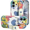 Generic Custodia per telefono magnetica in silicone di lusso compatibile con i-Phone 17, cinturino cremoso - Custodia per telefono in silicone con cuore graffiti