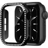 Generic Custodia con set di diamanti a fila singola, compatibile con Apple Watch 49/46/45/44/42/41/40/38 mm, pellicola protettiva integrata adatta per serie 11/10/9/8/7/6/5/4/3/2/1/SE Ultra1/2 (nero, serie 4
