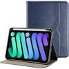 ProCase Cover in Pelle per iPad Mini A17 Pro 2024 / Mini 6 Gen 8,3 Pollici 2021, Custodia Protettiva con Portapenne in Pelle PU con Supporto per iPad Mini 7/6 -Blu Navy
