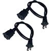 Lpins Cavo di prolunga corto da 0,9 m, nero, per interni, cavo di prolunga piccolo, cavo di prolunga USA polarizzato, spina a 2 pin, 18 AWG NEMA 5-15P a NEMA 5-15R