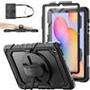 SEYMAC stock Custodia per Samsung Galaxy Tab S6 Lite 10.4 con Proteggi Schermo Porta Matita [Cinghia da Mano Girevole a 360 Gradi] Supporto,Nero