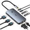 Selore&S-Global SELORE - Docking station USB C 4 monitor 2HDMI DP VGA per PC portatile | 9 in 1 Docking Station USB C Triple Display 4K, Gigabit Ethernet, 3 USB A/C 3.0, 100W PD, HUB USB C per Dell/HP/Lenovo/Mac