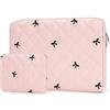 JOOEER Custodia per Laptop 13-14 Pollici, Ricamo Fiocchi con Pochette, Rosa | Imbottitura antiurto, fodera antigraffio, tessuto idrorepellente, tasca accessori, profilo sottile, lavoro studio e viaggi
