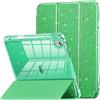 INFILAND Custodia per iPad 11 Generazione A16 11 Pollici 2025/iPad 10 Generazione 10,9 Pollici 2022,Glitterata con Retro Trasparente Brillante, Portapenne, per Bambini e Ragazze (Verde Foresta)