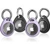 Biuupa 4 Pezzi Portachiavi AirTag - Porta Airtag per Apple, Chiavi Zaini e Animale in TPU Antiurto e Antigraffio con Cover Frontale, 360°Custodia AirTag, Mantiene Forte il Segnale