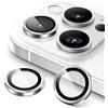 Generic Protezione per fotocamera con anello in metallo per iPhone 16 Pro/iPhone 16 Pro Max HD, vetro temperato, copertura protettiva per obiettivo singolo, argento