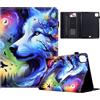 Generico DayQiQiPu Cover per Apple iPad PRO 11 Pollici (4/3/2/1a Gen, 2022/2021/2020/2018) Motivo Lupo Stellare Flip Stand Fessura per la Carta Copertura Protettiva con Auto Sveglia/Sonno,05