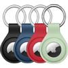 JETech Cover per AirTag 2ª/1ª Gen, Nero/Rosso/Blu Marino/Verde Matcha | Silicone Custodia Confezione da 4, con Portachiavi, Design Vestibilità Sicura, Installazione Facile, Set Multicolore