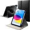 JETech Custodia Girevole per iPad (A16) 11ª/10ª Gen, Nero | Per 2025/2022 Modello, Cover Supporto Rotante 360°, Porta Pencil, Folio in Pelle PU, Design a Antiurto