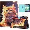 Auslbin Colorata PU Cover Samsung Galaxy Tab S2 9.7 2015/2016 Pollici, Colorata e in Movimento, Bellissimo Motivo, Custodia per Tablet Flip Tab S2/T810/T813 con Supporto, Gatto
