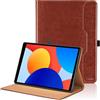 Oduio Custodia per Xiaomi Redmi Pad SE 8.7 2024 Pelle Tablet Case, Multi-Angli Supporto Pieghevole Cover Protettiva con Tasca, Marrone