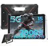 HOTWAV R9 Ultra 5G Tablet resistente, 24 GB + 512 GB/TF 2 TB Android 15 Tablet con penna, 11 pollici 2K FHD+ Rugged Tablet, 20080 mAh, 64 MP + 16 MP, Octa-Core, Dual SIM/Gemin AI/OTG/Face ID/IP68&