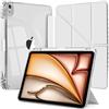EspZanthic Cover per iPad Air 11 M4/M3/M2, Air 5a/4a Gen 10,9 Custodia Case Bianco | Porta Pencil Bumper TPU Souple Dos Transparent Support Y Fold Protection Antichoc Design Fin Léger Multi Angles Lecture Vidéo