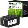 VAMTAY 950XL 951XL Cartucce d'inchiostro per HP 950 951XL, compatibili con OfficeJet Pro 8100 8600 8610 8615 8616 8620 8625 8630 8640 8600 Plus 251dw 276dw 271dw, 4 pezzi (nero/ciano/giallo/magenta)