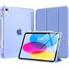 MoKo Cover per iPad (A16) 11a Generazione 11 Pollici, iPad 10a Gen 10,9 | Custodia per iPad 11/10,9 2025/2022 con Portapenna, Cover Trifold Sottile Leggera con Retro PC Rigido Traslucido, Pervinca