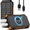 Velora Batteria esterna solare 26800 mAh, Power Bank impermeabile con doppia porta USB e potente lampada LED - caricatore portatile per smartphone, tablet, campeggio ed escursionismo