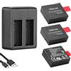 GeeKam Batteria Action Cam Bordo Quadrato & Caricatore per Seleziona Cams | 3 x1350mAh Batteria Ricaricabile Compatibile con Campark, Crosstour, APEMAN, Victure, Rollei 372, WOLFANG GA100, SJ4000, S009