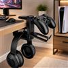 Generic Supporto per cuffie rotante con rotazione a 360°, morsetto regolabile sotto la scrivania, supporto universale per cuffie da gioco e da ufficio (nero)