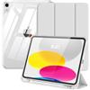 MoKo Cover Custodia per iPad A16, iPad 11/10 Gen 11/10.9 Pollici, Argento | Portapenna, Supporto Tri-Pieghevole, Retro in TPU Trasparente, Auto Svegliati/Sonno, Resistente All'ingiallimento