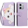 TAUYN Folio Portafoglio Custodia per Honor 600 Lite | PU Pelle Antiurto TPU Custodie, Gatto Carino Modello, con Slot per Schede & Supporto Funzione Cover - Viola Chiaro